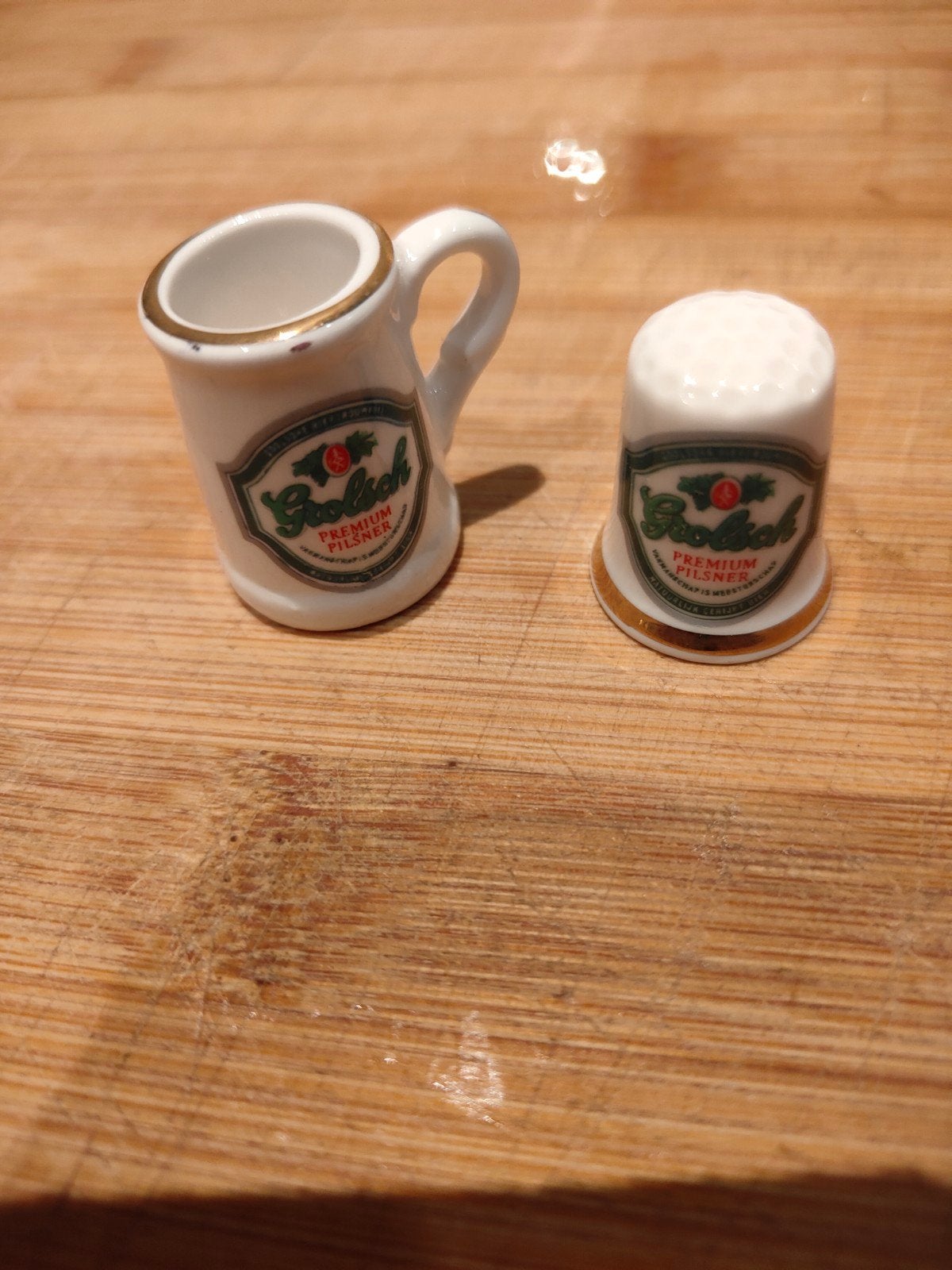 Grolsch miniatuur bierpul en vingerhoedje, Ophalen of Verzenden, Zo goed als nieuw