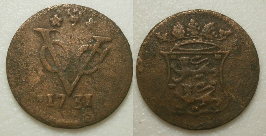 PD11350 West Friesland VOC Duit 1731 - ingebogen wapen, Ophalen of Verzenden, Vóór koninkrijk, 1 cent, Losse munt