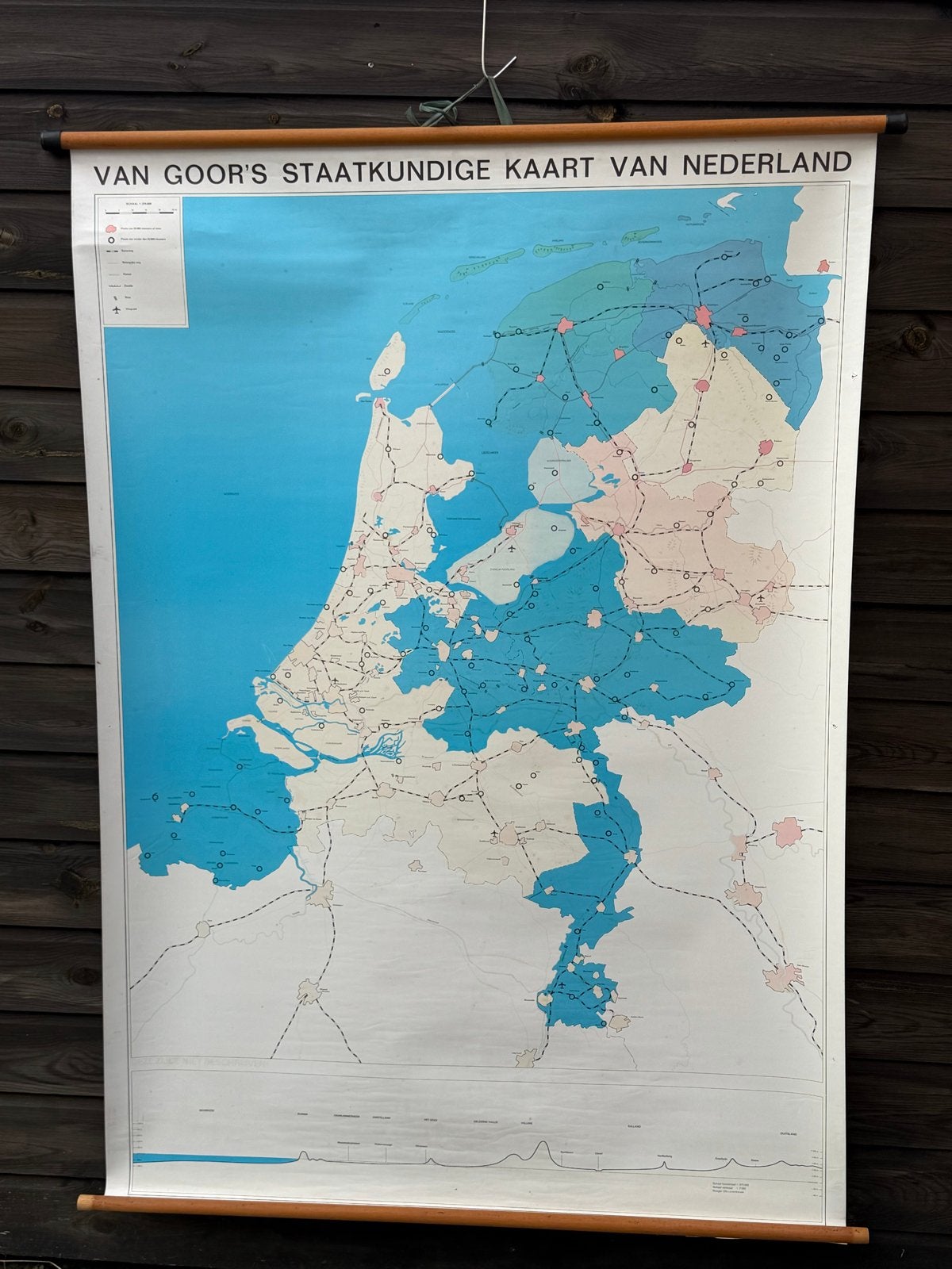 Grote Landkaart Nederland - Van Goor's Staatkunidge Kaart, Ophalen of Verzenden, 1800 tot 2000, Nederland, Landkaart