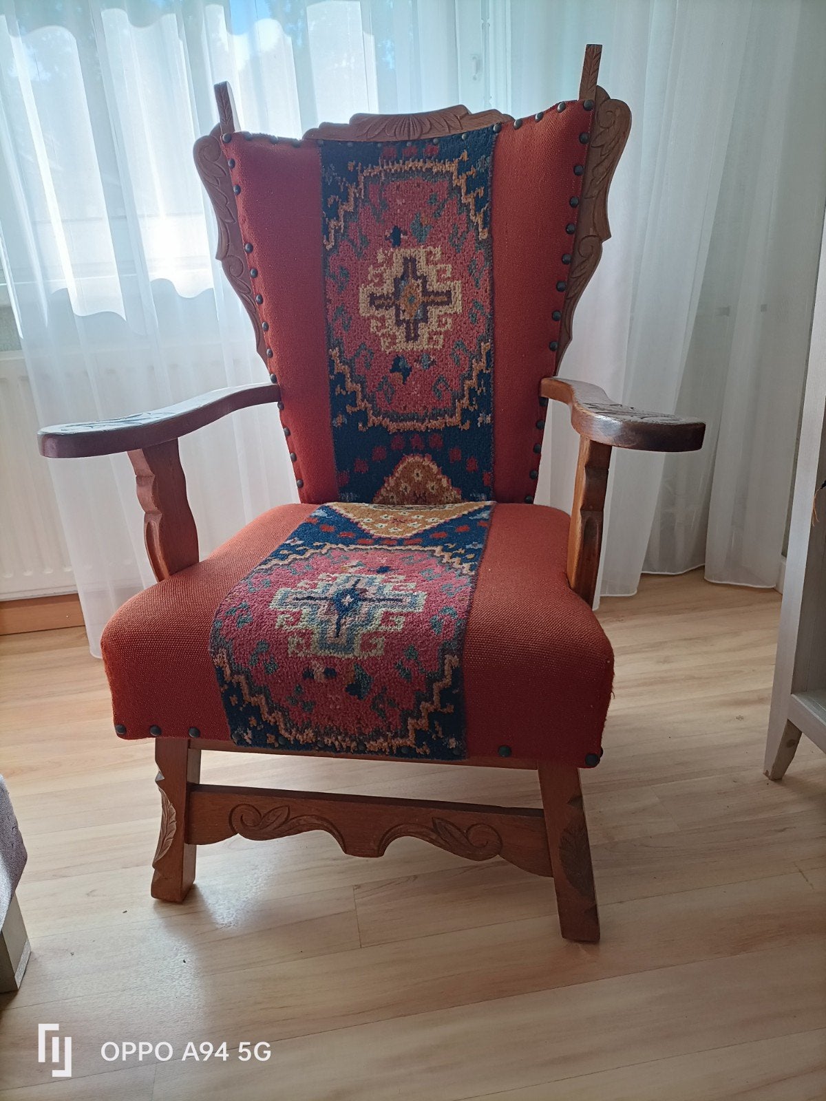 Vintage fauteuil met kelim bekleding, Ophalen