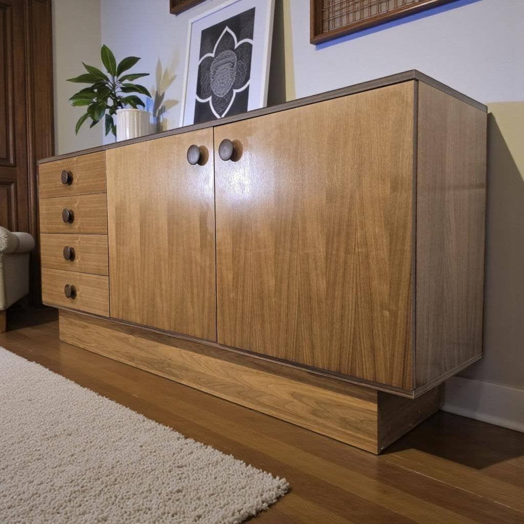Vintage houten dresssoir / buffetkast / commode, Ophalen, Gebruikt, 50 tot 70 cm, 100 cm of meer