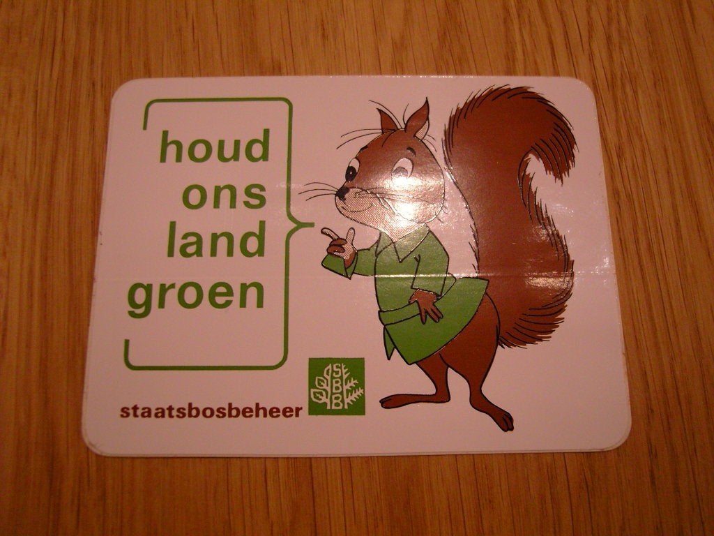 sticker Staatsbosbeheer Houd ons land groen Eekhoorn, Verzamelen, Ophalen, Zo goed als nieuw