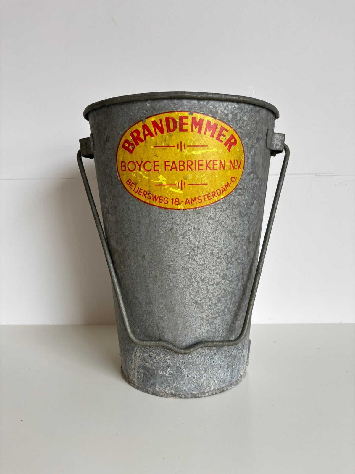 Vintage zinken brandemmer Boyce Fabrieken Amsterdam jaren 60, Gebruikt, Met handgreep, ...., ...