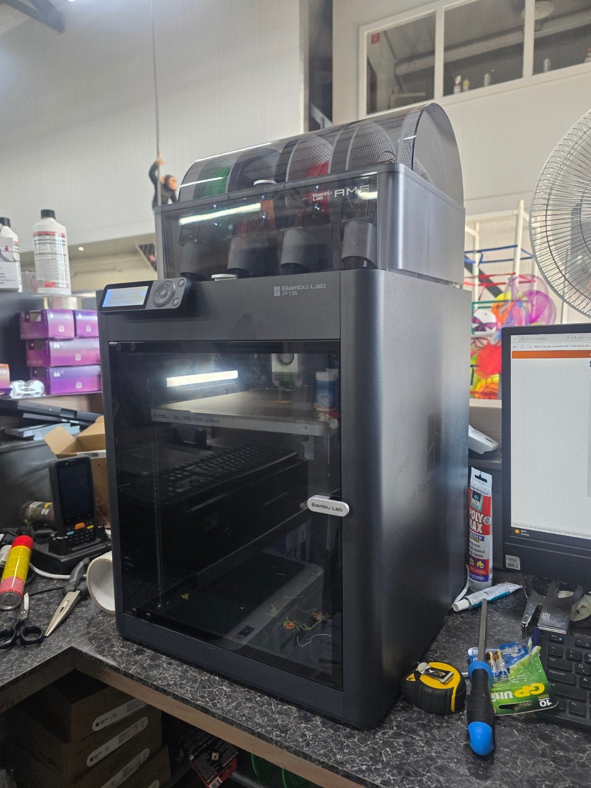 Bambu Lab P1S 3D-printer met AMS, Computers en Software, 3D Printers, Ophalen of Verzenden, Zo goed als nieuw