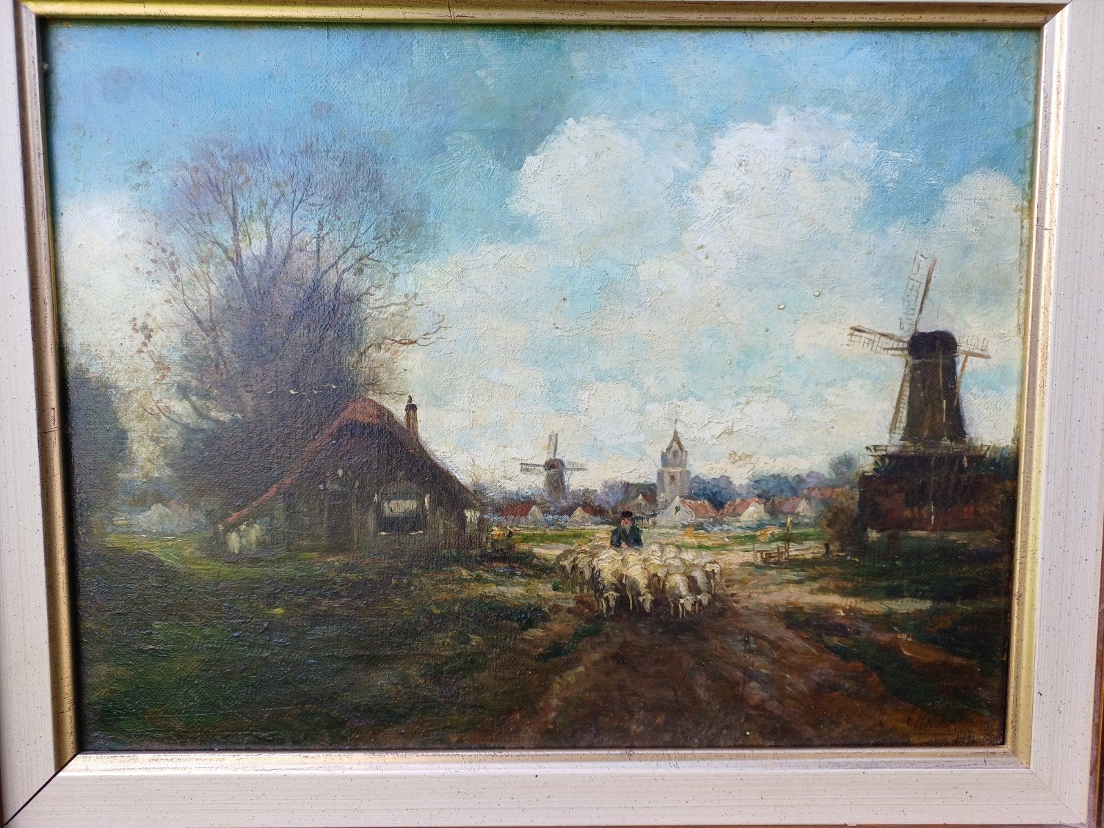 Landschap onduidelijk gesigneerd., Ophalen of Verzenden