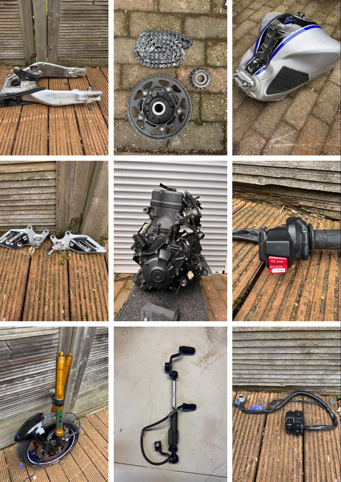 Yamaha mt 09 sp onderdelen motorblok, voorvork subframe, Ophalen of Verzenden