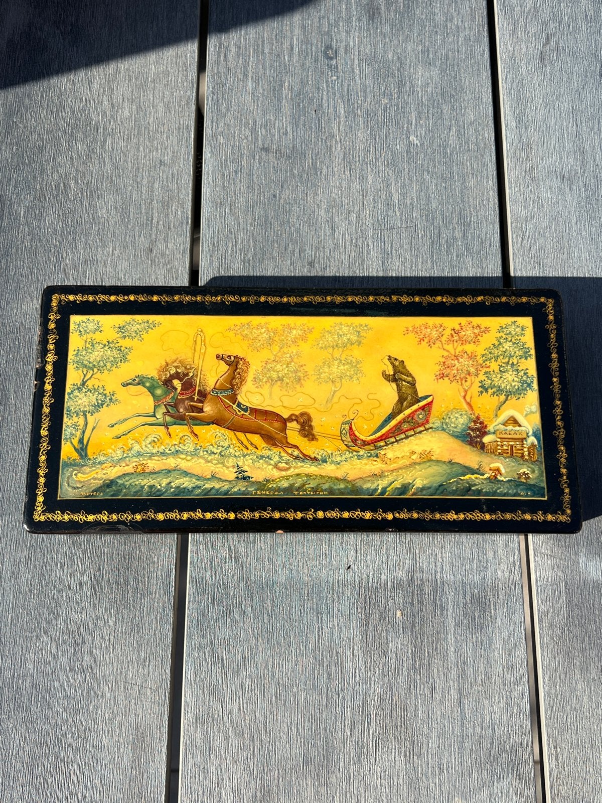 Vintage Russische Lakdoos - Generaal Toptigin, Ophalen of Verzenden