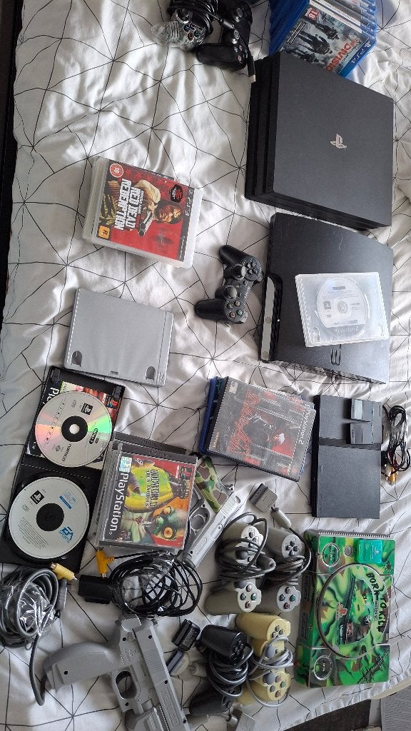 Playstation collectie, Ophalen of Verzenden, Gebruikt, Met 3 controllers of meer, Met games