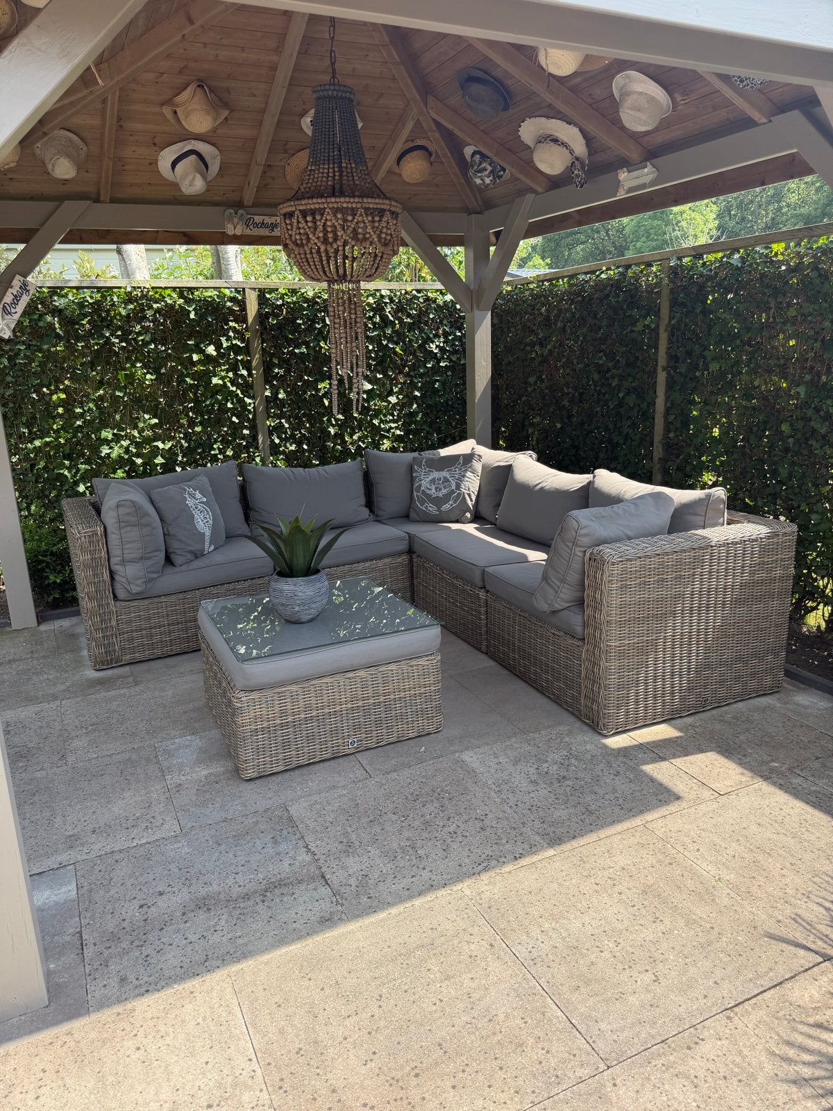 Garden collection Complete loungeset,eettafel ligbedden, Tuin en Terras, Ophalen, Zo goed als nieuw, Wicker, Bank