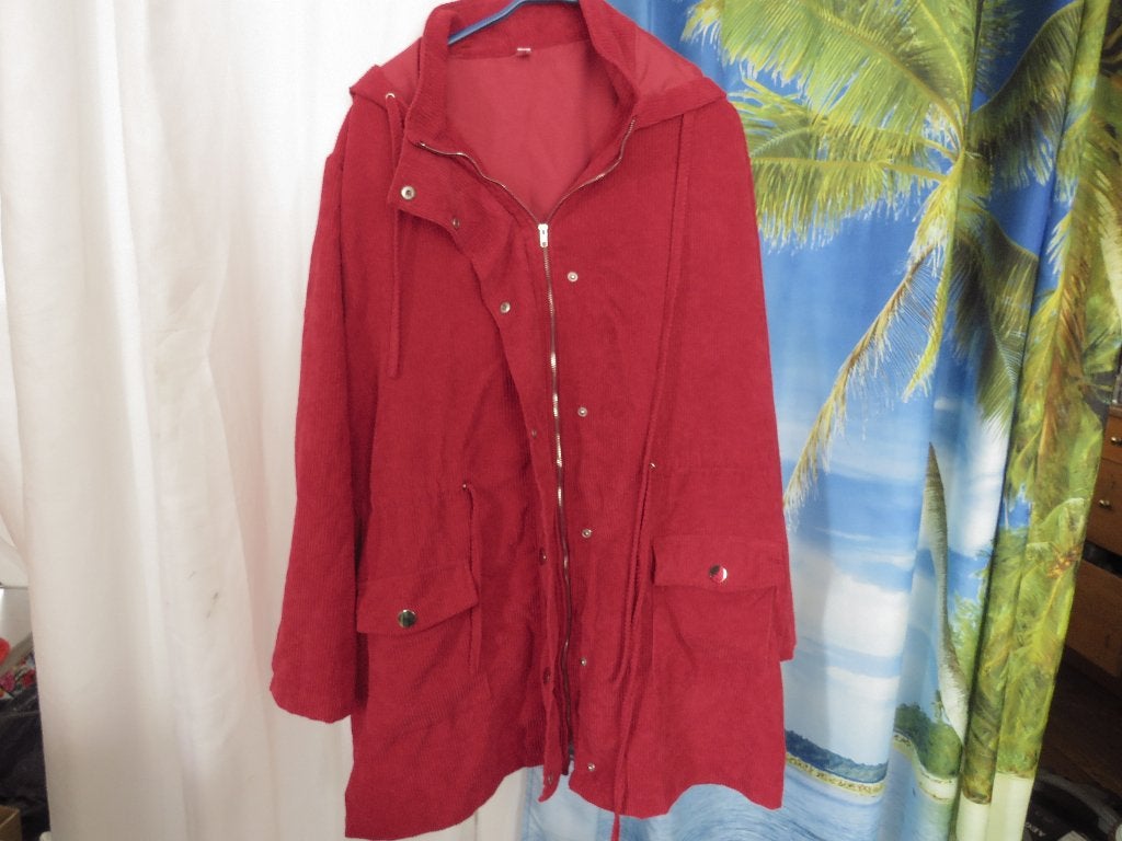 rode rib corduroy jas mt 52  van Rose Gal, Jas of Mantel, Gedragen, Rood, Rose Gal