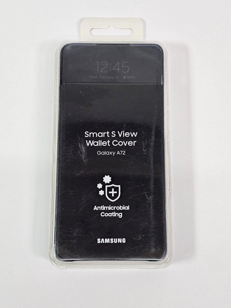 Samsung Galaxy A72 4G (2021) S View Wallet Hoesje – Zwart, Overige modellen, Frontje of Cover, Ophalen of Verzenden, Zo goed als nieuw