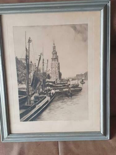 Otto Reese (1882 - 1965) Amsterdamse gracht ca. 1930, Antiek en Kunst, Ophalen