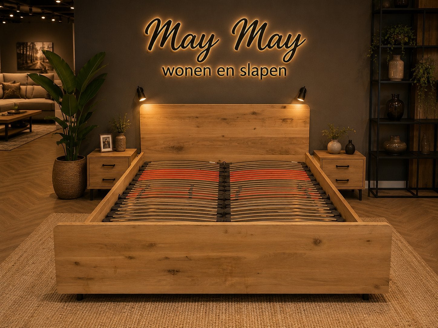 Industrieel design bed 180x210 Kimi - Massief eiken E-7406