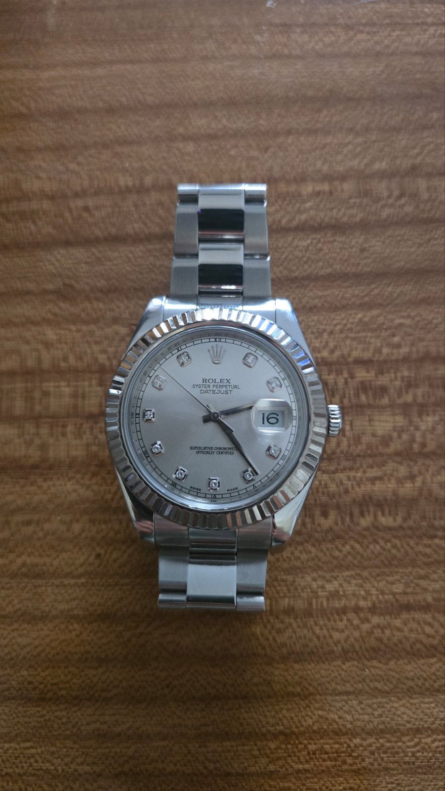 Rolex Oyster Perpetual Datejust - Witgoud met diamanten, Staal, Rolex, Polshorloge, Ophalen of Verzenden
