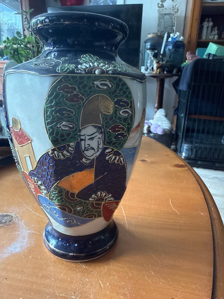 Antieke Japanse Satsuma Vaas met Samurai Decoratie, Ophalen of Verzenden