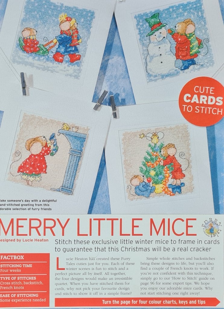 4 Merry Little Mice Kerst borduurpatronen, Ophalen, Nieuw, Handborduren, Patroon