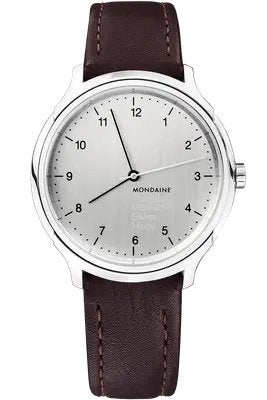 Mondaine Helvetica Mechanisch Horloge met Originele Band, Overige merken, Leer, Staal, Polshorloge