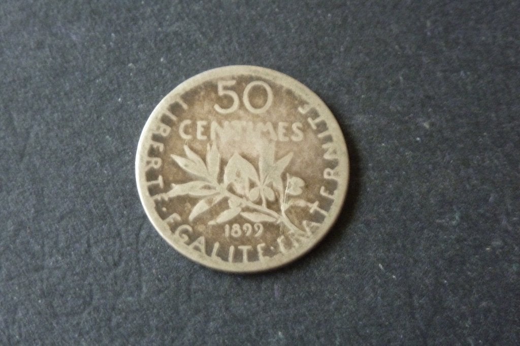 Frankrijk - oude 50 ct zilver 1899 - 2,5 gram o.835 ag fr, Ophalen of Verzenden, Frankrijk, Losse munt, Zilver