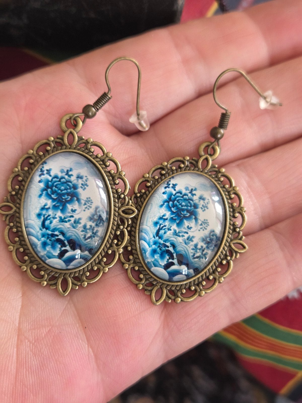 Oorbellen met Delfts Blauw motief, Hangers, Blauw, Nieuw, Ophalen of Verzenden