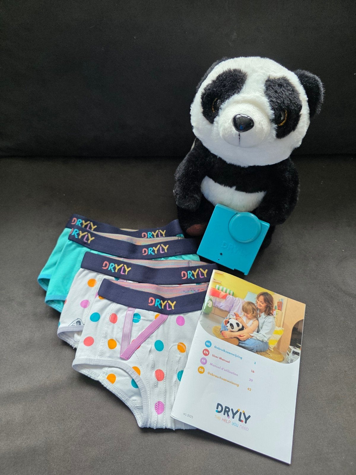 Dryly plaswekker set met 4 onderbroeken en panda knuffel, Ophalen, Zo goed als nieuw, Dryly, Meisje