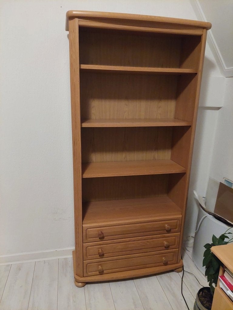 Houten boekenkast met lades - 185x80x32 cm, Ophalen, Gebruikt, Klassiek, 50 tot 100 cm