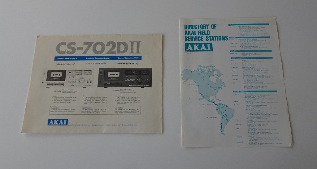 Vintage Akai CS -702DII Gebruiksaanwijzing / Handleiding, Ophalen, Akai