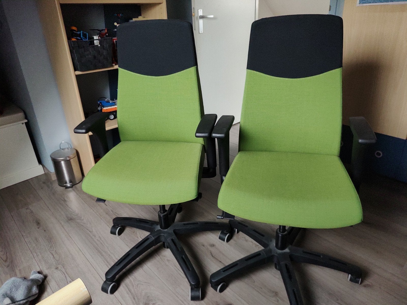 2 Bureaustoelen voor Tiener- Groen/Zwart, Verstelbaar, Ophalen, Zwart
