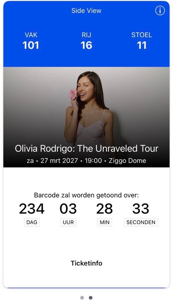 2 zitplaatsen voor Olivia Rodrigo, Twee personen, Maart