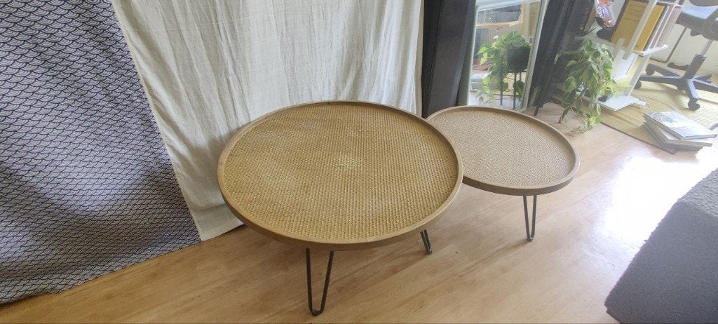 Twee Bijzettafel By-Boo Drax, Gebruikt, Rond, 75 cm of meer, Hout