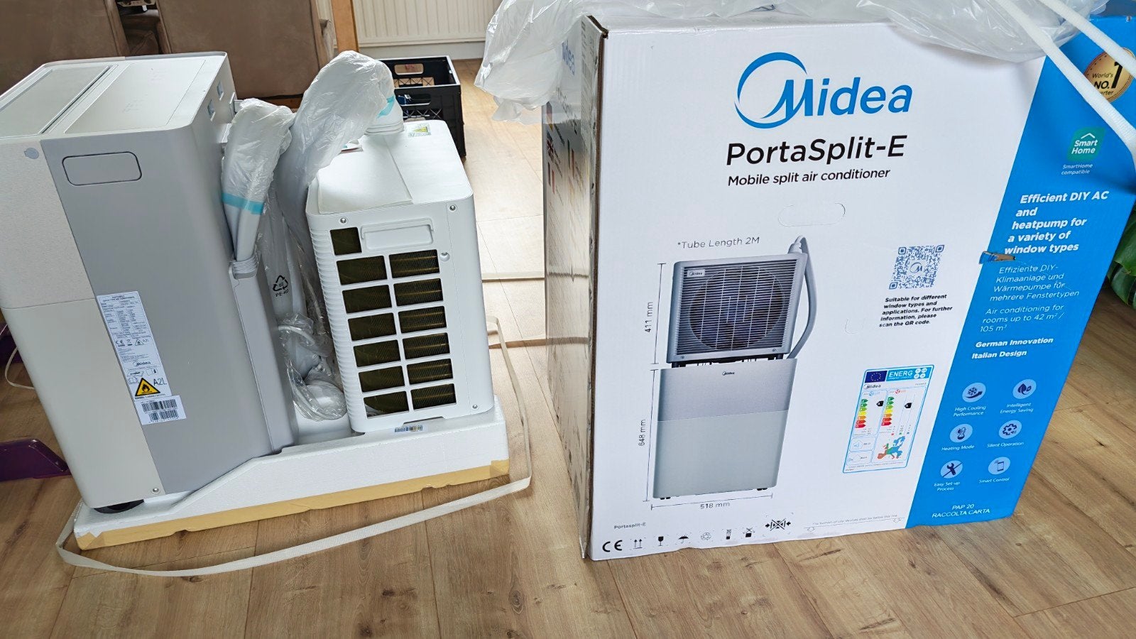 Midea 12000 BTU PortaSplit-E Mobiele Split Airconditioner -, Witgoed en Apparatuur, Ophalen, Koelen en Ontvochtigen, Timer, Nieuw