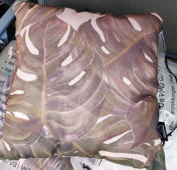 6 Tuinkussen Villa Volance met Monstera bladprint, Ophalen, Overige merken, Meerkleurig, Vierkant