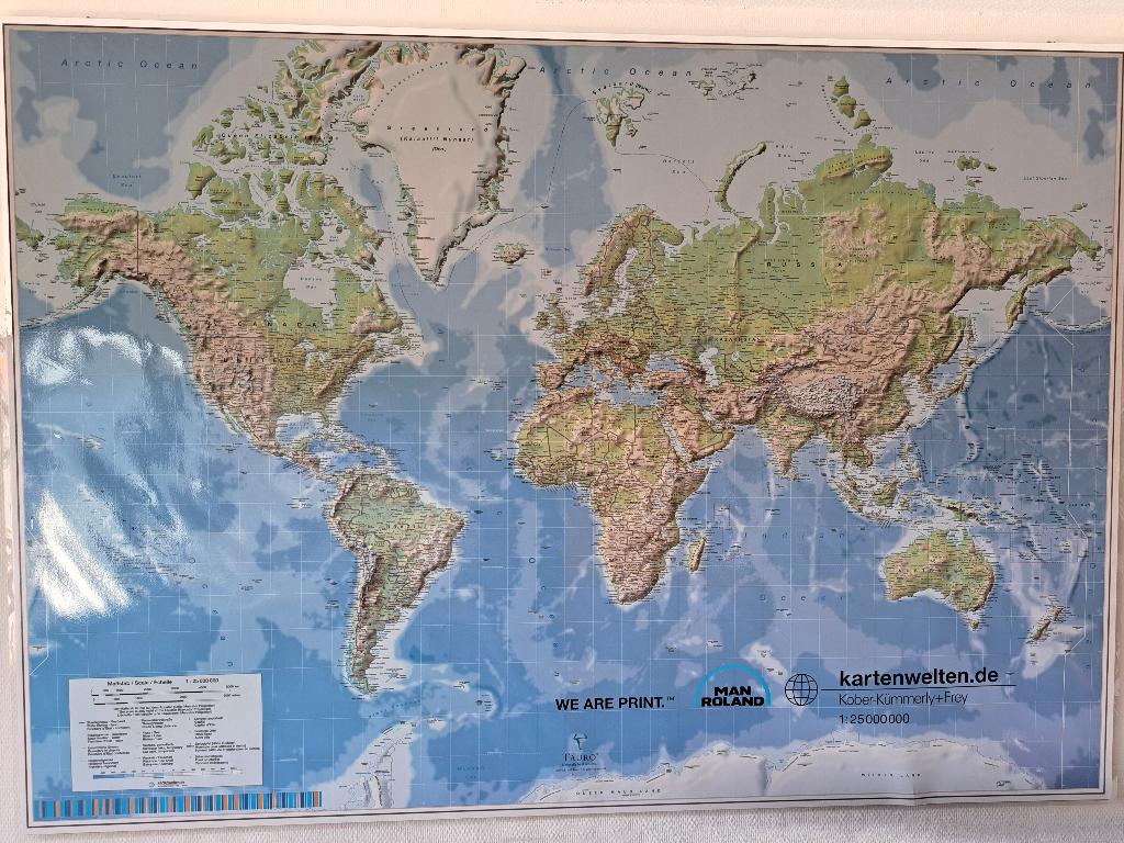 Wereldkaart Kober-Kümmerly+Frey 180x128cm, Ophalen, 2000 tot heden, Wereld, Landkaart