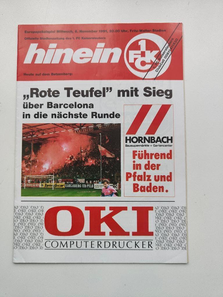 DC Kaiserslautern - FC Barcelona 6-11-1991 Johan Cruijff, Verzenden, Zo goed als nieuw, Buitenlandse clubs, Boek of Tijdschrift
