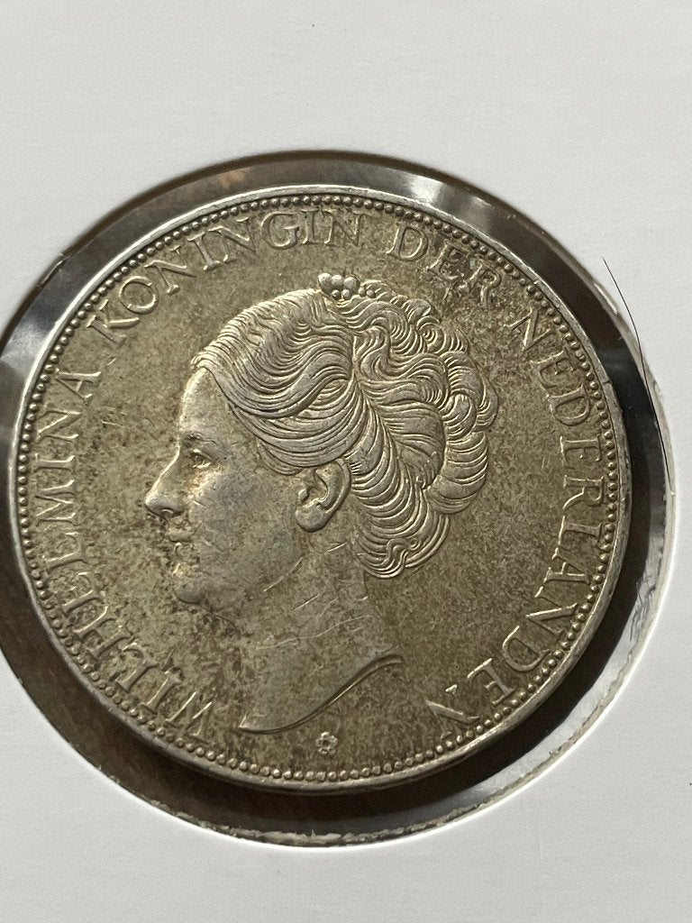 Schaarse rijksdaalder 1938 Grof haar met mooie patina, Ophalen of Verzenden, Koningin Wilhelmina, 2½ gulden, Zilver
