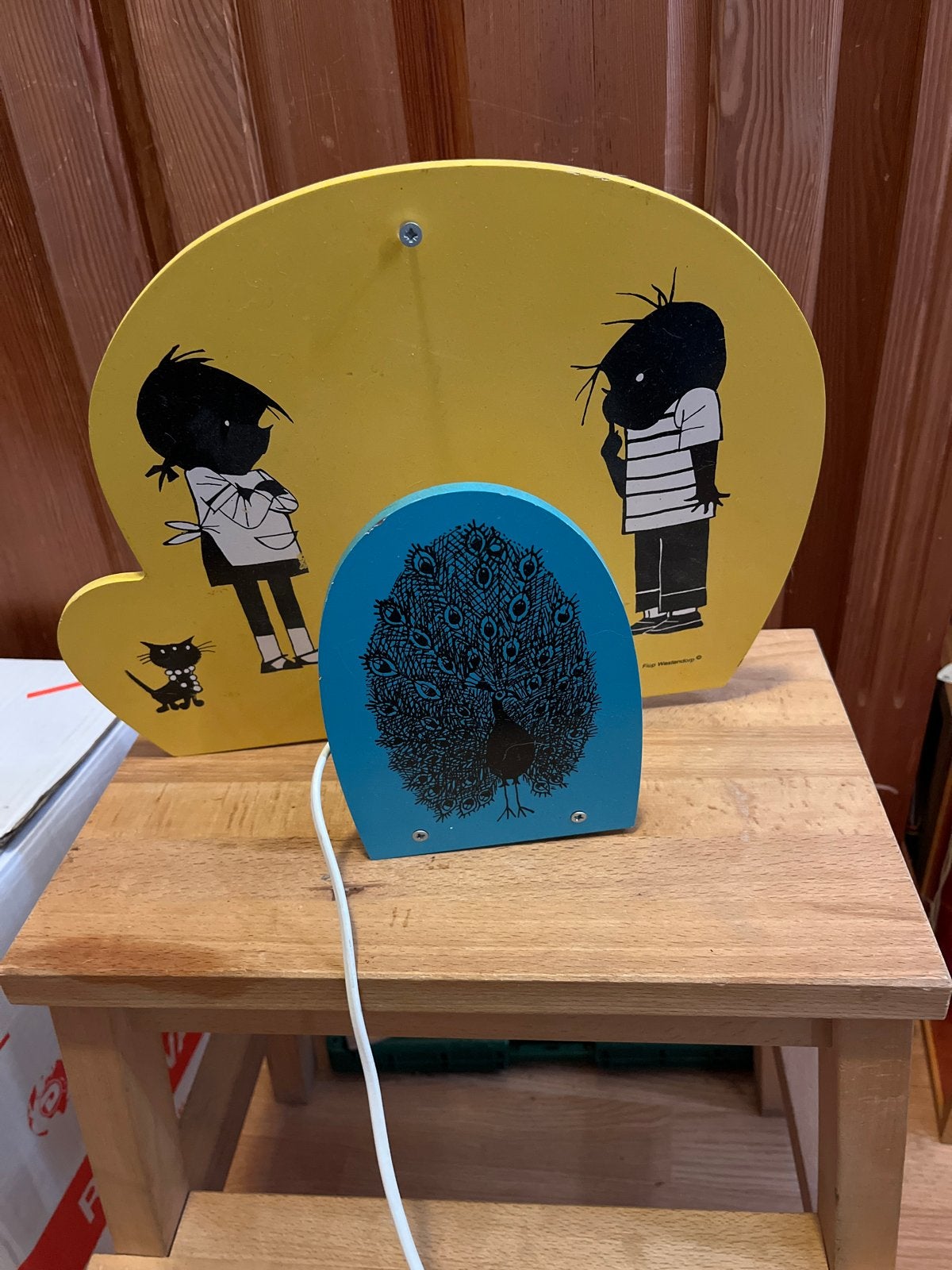 Vintage NEMA Kinderkamerlamp - Houten Nachtlampje, Antiek en Kunst, Ophalen