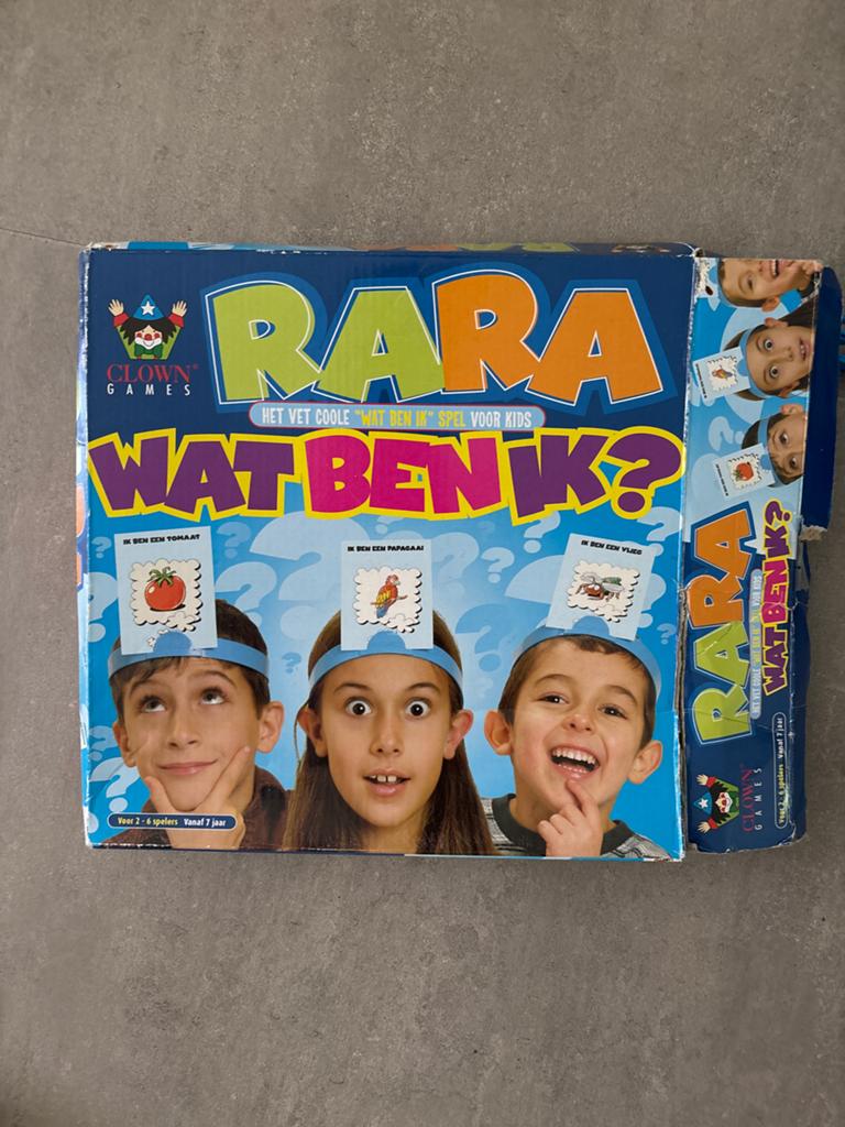 Rara Wat Ben Ik? - Het vette coole 'wie ben ik' spel, Drie of vier spelers, Ophalen of Verzenden, Gebruikt