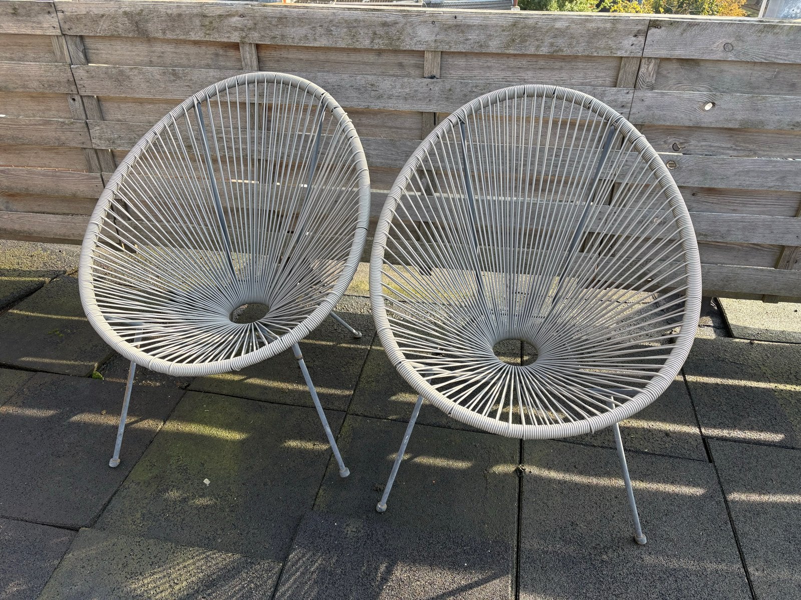 2 Acapulco stoelen - Grijs, Ophalen, Gebruikt, Twee, Metaal