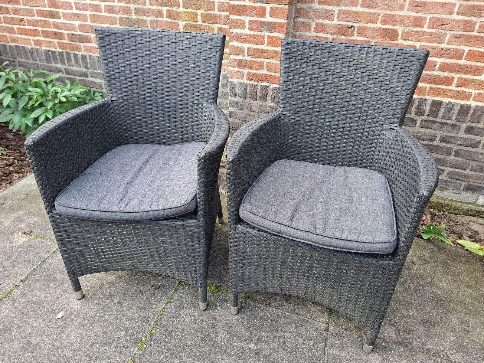 4 gebruikte tuinstoelen Bois Le Duc met kussens, Ophalen, Gebruikt, Kunststof