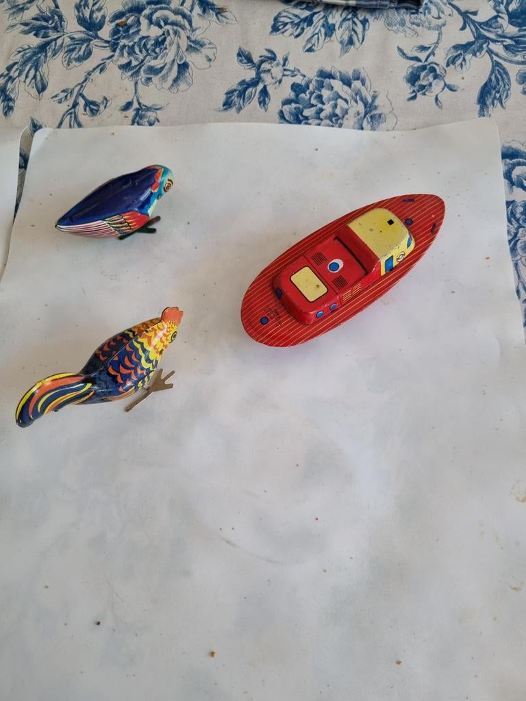 Vintage blikken speelgoed: Haan, Vogel & Boot, Ophalen of Verzenden
