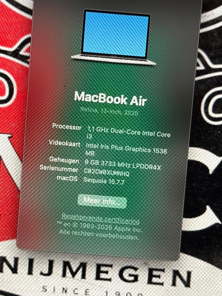 MacBook Air 13-Inch 2020, Gebruikt, 256 GB, Qwerty, 8 GB