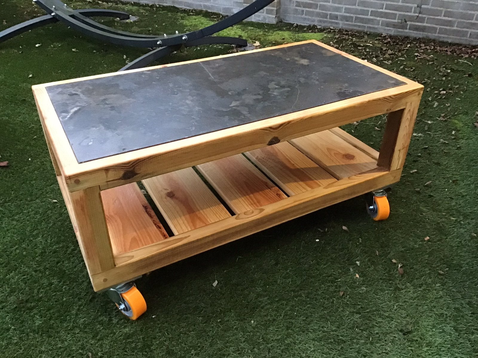 Buitentafel met stenen blad, Ophalen, Nieuw, Rechthoekig, Hout