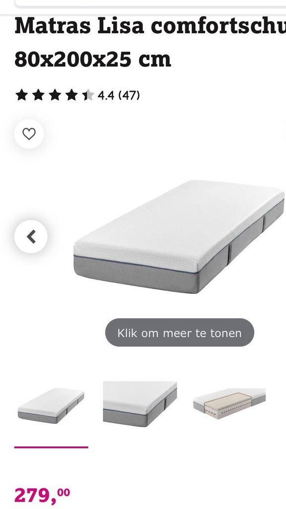 2 X Matras Lisa comfortschuim - 80x200x25 cm, Ophalen, Eenpersoons, Zo goed als nieuw, 80 cm