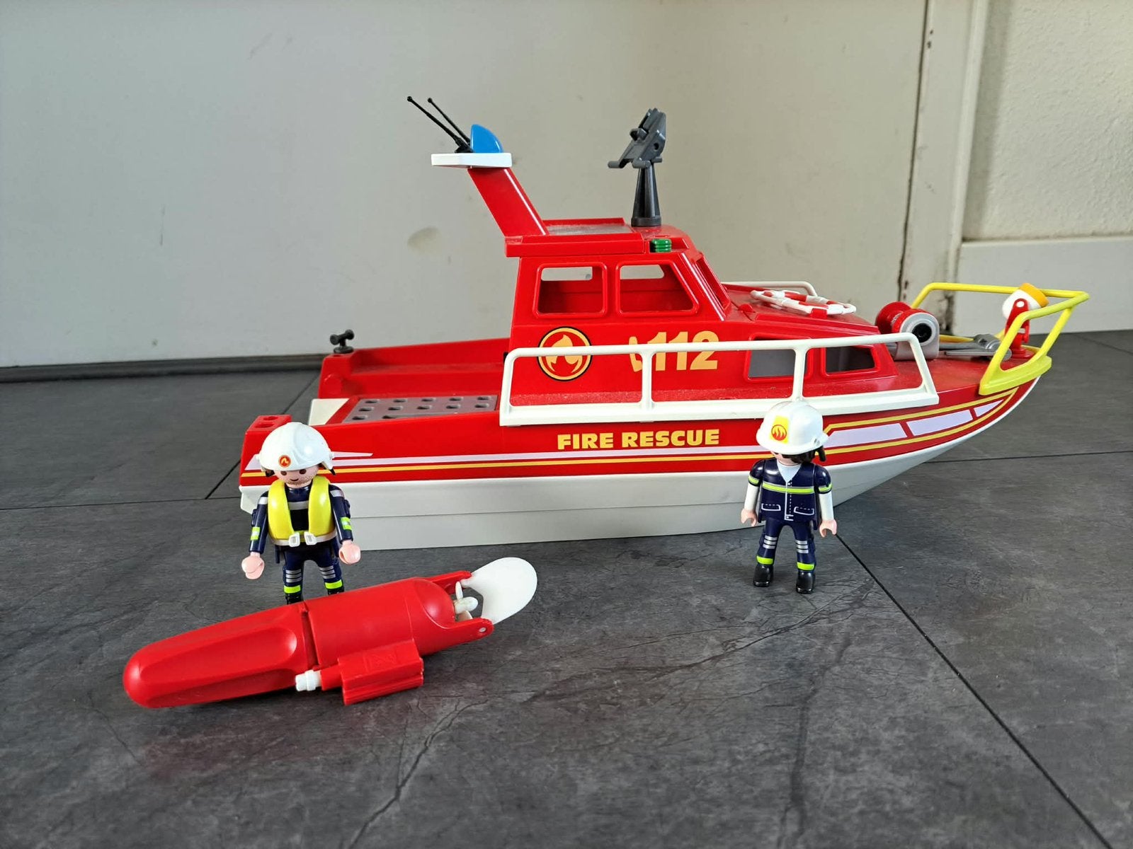 Brandweer boot playmobil, Gebruikt, Complete set, Ophalen of Verzenden, City action