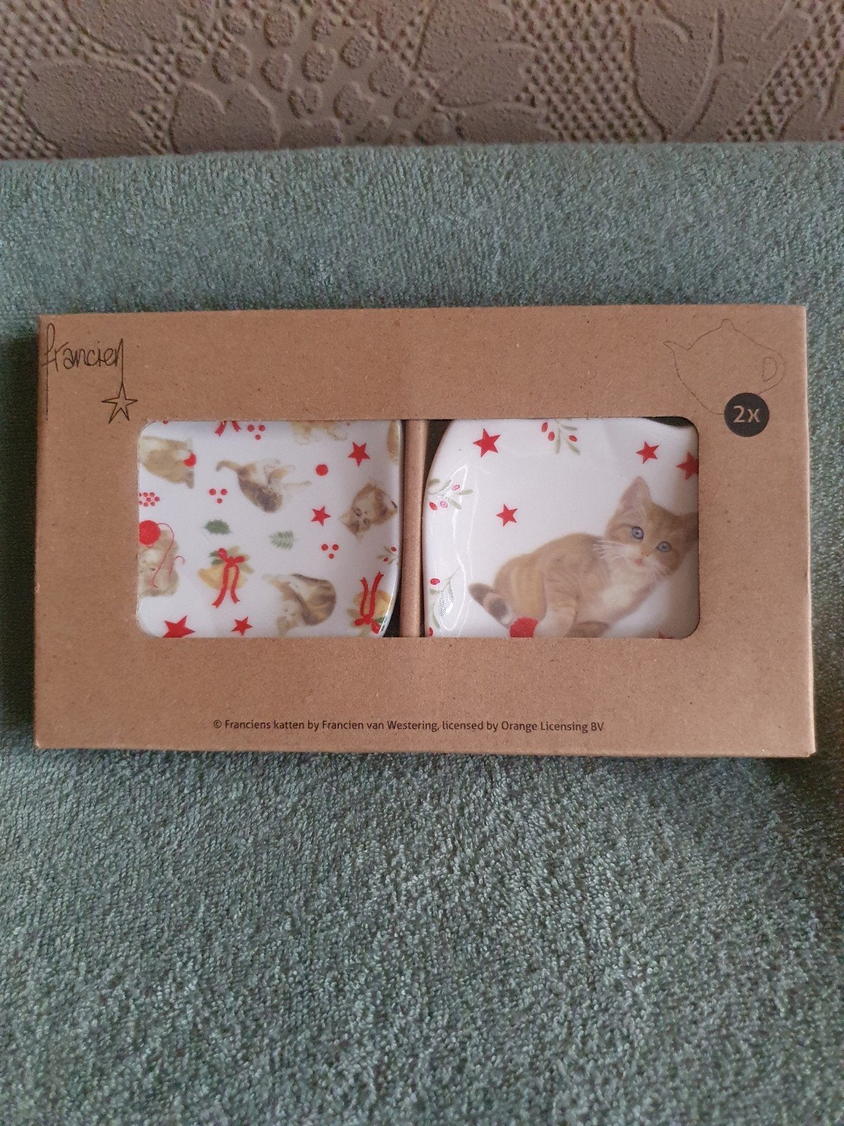 Francien's Katten theezakjeshouder / schoteltje (2 stuks), Ophalen of Verzenden