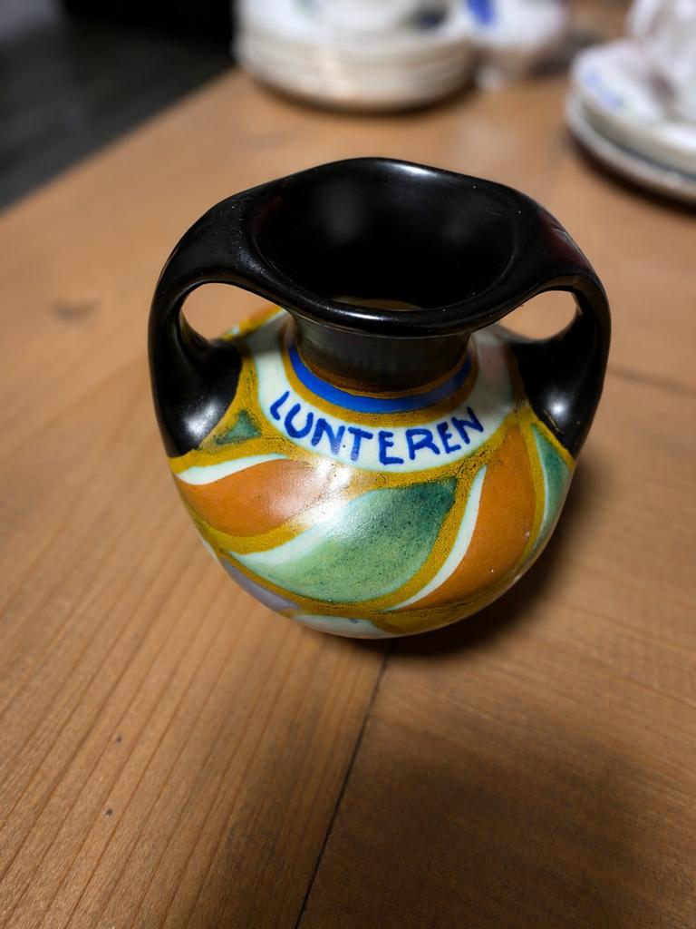 Vintage Zenith Gouda vaasje 'Lunteren' - Handbeschilderd, Antiek en Kunst, Ophalen of Verzenden
