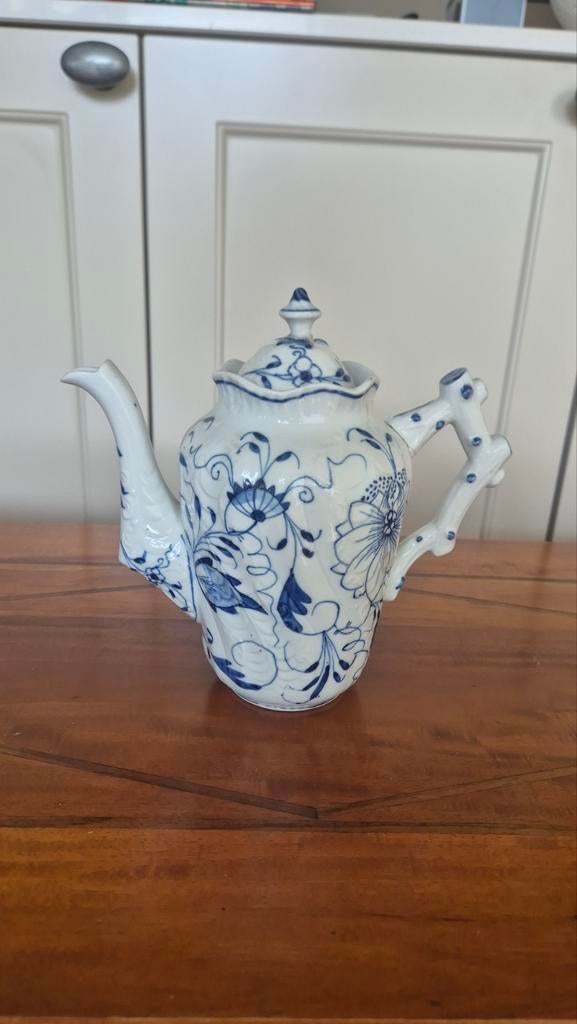 Antieke Delfts Blauwe Theepot - Handgeschilderd Porselein, Ophalen