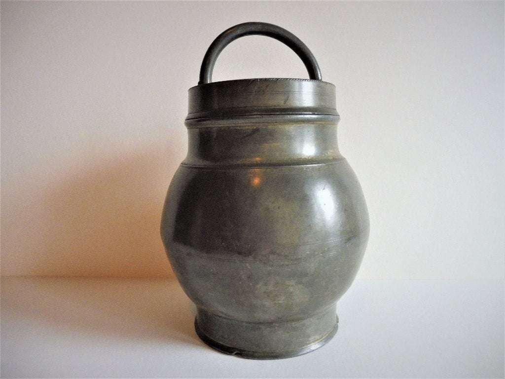 Tinnen gortpot / bouillon pot medicinaal 1875 1900 veldfles, Antiek en Kunst, Ophalen of Verzenden