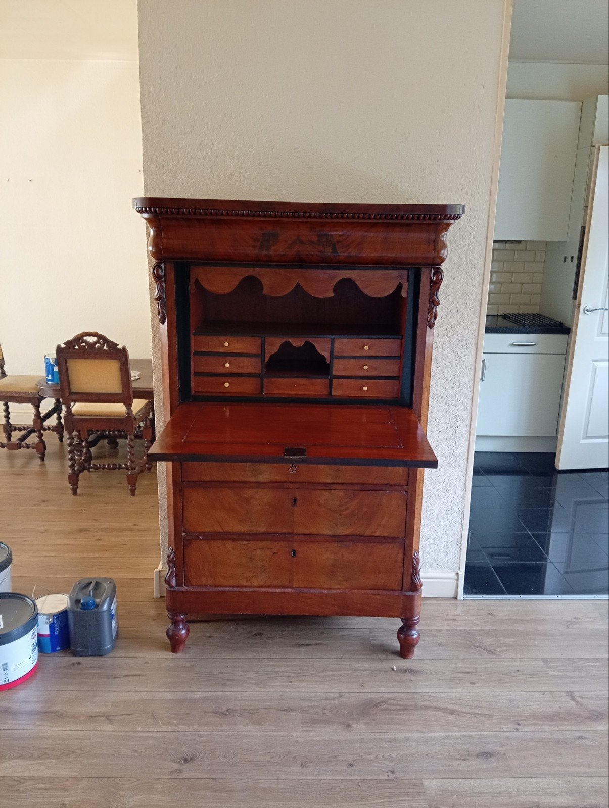 Antiek Mahonie Secretaire Bureau met Lades, Antiek en Kunst, Ophalen of Verzenden