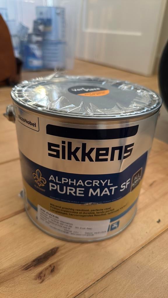 Nieuw. Muurverf Sikkens Alphacryl Pure Mat Sf. 2,5L, Beige, Nieuw, Ophalen of Verzenden, Verf