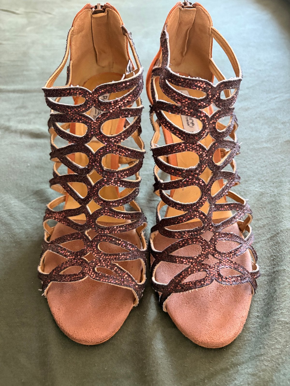 Portdance PD803 Premium Bronze Glitter Dansschoenen Dames, Bruin, Verzenden, Dansschoenen, Zo goed als nieuw